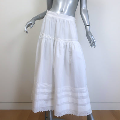Doen Sebastiane tiered maxi skirt in white cotton poplin, size M — pre-owned luxury piece with gentle wear