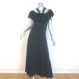 Doen Sicilia Ruffled Lace-Trim Maxi Dress Black 