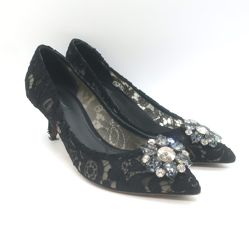 Dolce &amp; Gabbana Bellucci Crystal-Embellished Lace Pumps 