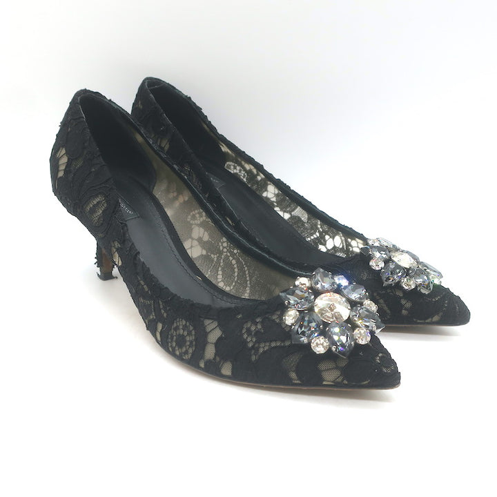 Dolce &amp; Gabbana Bellucci Crystal-Embellished Lace Pumps 