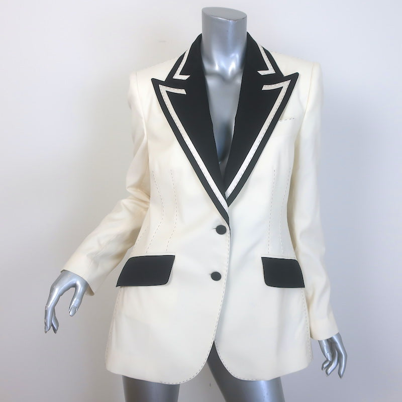 Dolce &amp; Gabbana Contrast-Lapel Blazer Cream/Black