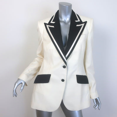 Dolce & Gabbana Contrast-Lapel Blazer Cream/Black