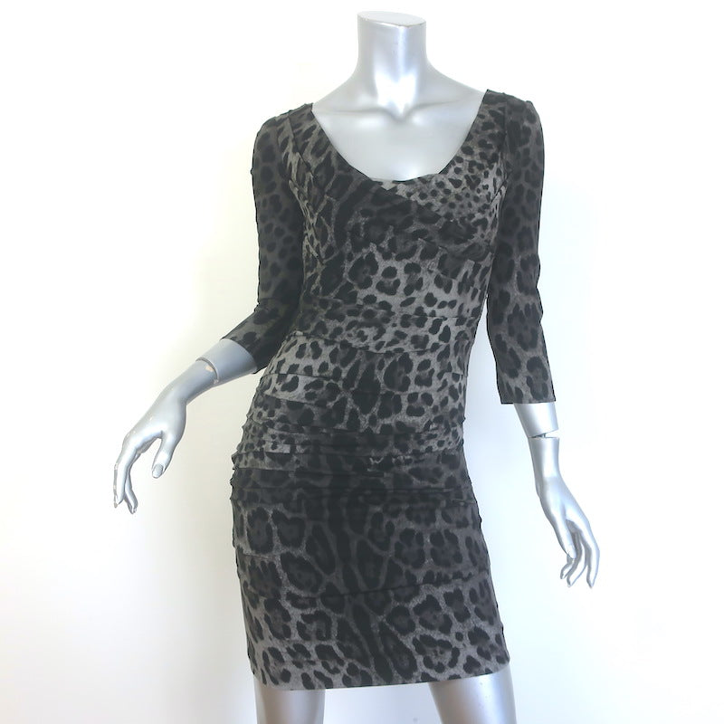 Dolce &amp; Gabbana Draped Leopard Print Mini Dress 
