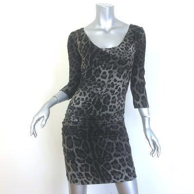 Dolce & Gabbana Draped Leopard Print Mini Dress 