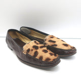 Dolce & Gabbana Eel Skin & Leopard Pony Hair Loafers Dark Brown Size 39.5