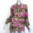 Dolce & Gabbana Fig Print Pussy Bow Blouse Pink Silk Size 44 Long Sleeve Top