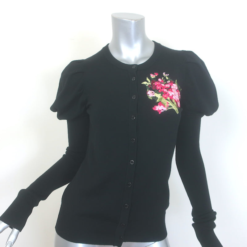 Dolce &amp; Gabbana Floral-Embroidered Puff Sleeve Cardigan 