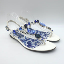 Dolce & Gabbana Jeweled T-Strap Flat Sandals