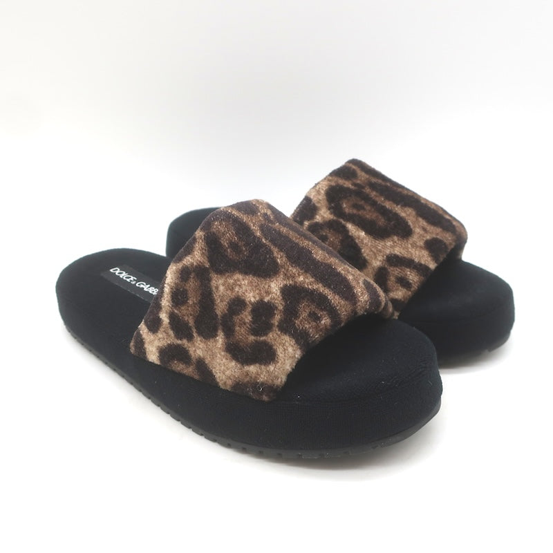 Dolce &amp; Gabbana Leopard Print Padded Terry Slipper Sandals