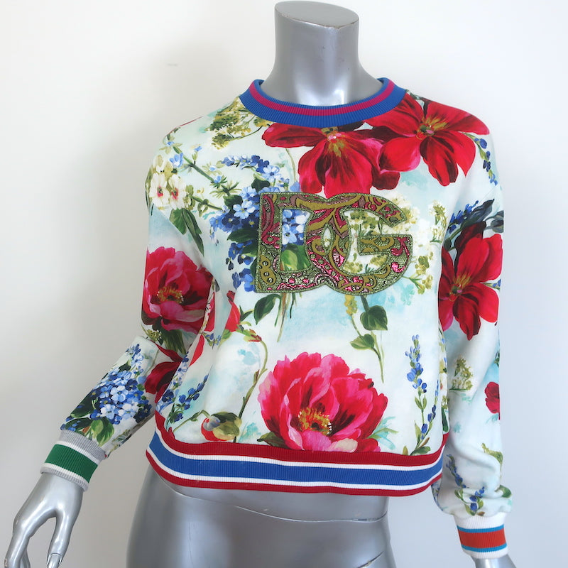 Dolce & Gabbana Logo-Embroidered Floral Print Sweatshirt Size  Y 11/12 Womens XS