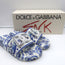 Dolce & Gabbana Logo Pool Slides Blue Majolica Print Rubberized Leather Size 39
