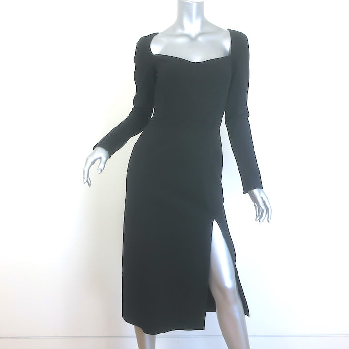 Dolce &amp; Gabbana Long Sleeve Bustier Dress Black Stretch Jersey Size 42 NEW