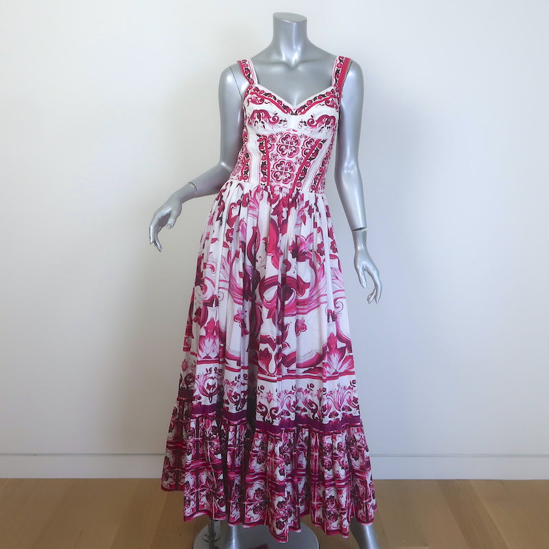 Dolce &amp; Gabbana Majolica Print Bustier Maxi Dress 