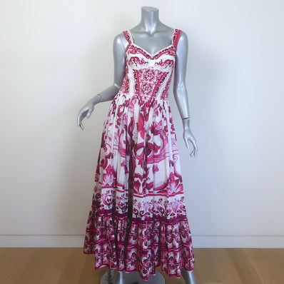 Dolce & Gabbana Majolica Print Bustier Maxi Dress 