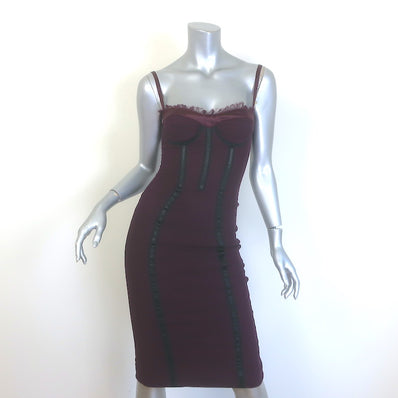 Dolce & Gabbana Mesh Bustier Dress Burgundy Stretch 
