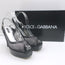 Dolce & Gabbana Mesh Platform Slingback Pumps Black Patent Leather Size 40