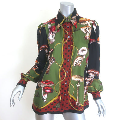 Dolce & Gabbana Mushroom Print Button Down Blouse 