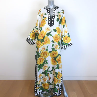 Dolce & Gabbana Rose Print Kaftan Maxi Dress 
