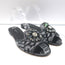 Dolce & Gabbana Sofia Crystal-Embellished Lace Slides Gunmetal Leather Size 38