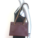 Dolce & Gabbana Top Handle Tote Burgundy Leather Medium Chain Strap Shoulder Bag