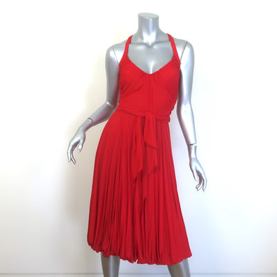 Donna Karan Tie-Waist Bubble Hem Dress Poppy Red 