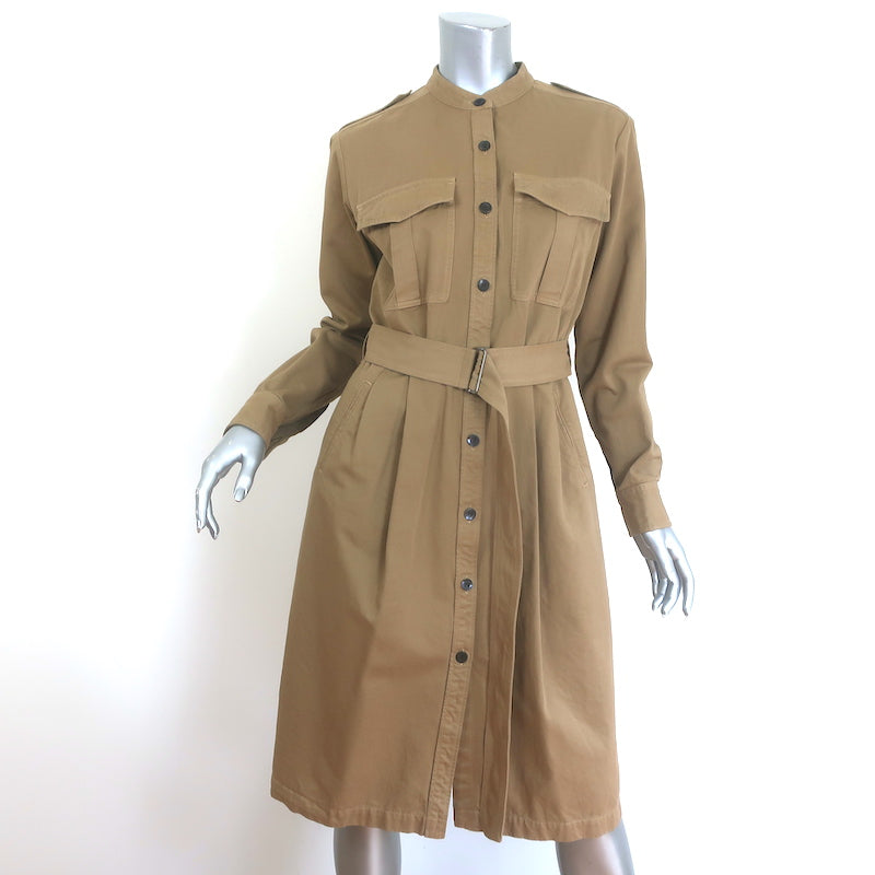 Dries Van Noten Belted Military Shirtdress Brown Cotton Size 38