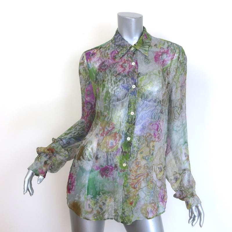 Dries Van Noten Cloudy Floral Print Button-Front Blouse 