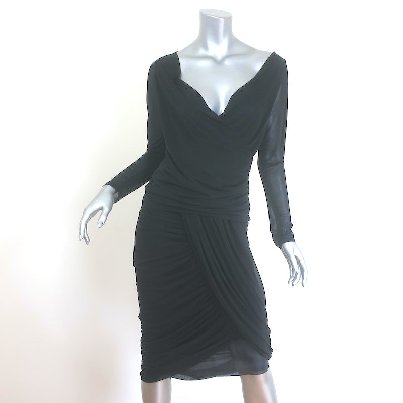 Dries Van Noten Draped Wrap Top & Skirt Set Black Jersey Size Medium
