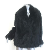 Dries Van Noten Faux Fur Coat Black Size Large