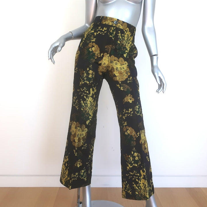 Dries Van Noten Floral Jacquard Wide Leg Trousers