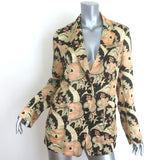 Dries Van Noten floral satin blazer in gold and black, authentic pre-owned, size 36, one-button