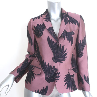 Dries Van Noten orchid purple jacquard silk-blend blazer, size 36, pre-owned authentic luxury two-button jacket