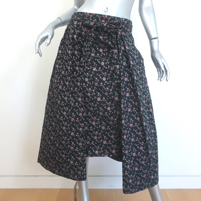 Dries Van Noten Wrap-Front Midi Skirt Black/Pink Metallic Jacquard Size 38