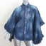 Dsquared2 Lilou Ruffled Paint-Splattered Denim Shirt Dark Blue Size 38