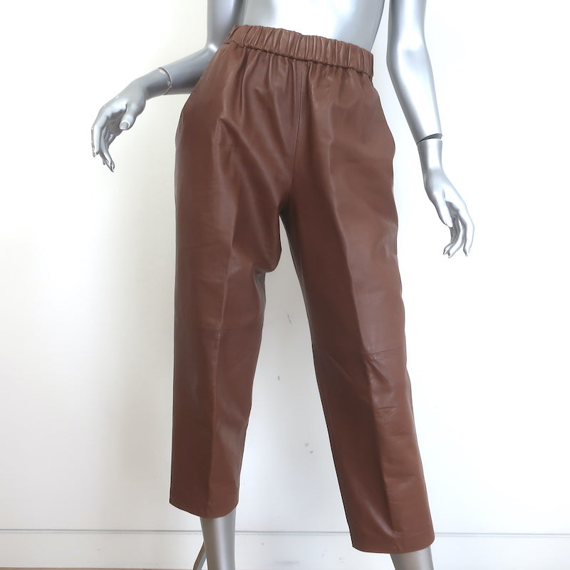 Dusan Leather Carrot Pants Brown Size Small