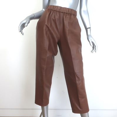 Dusan Leather Carrot Pants Brown Size Small
