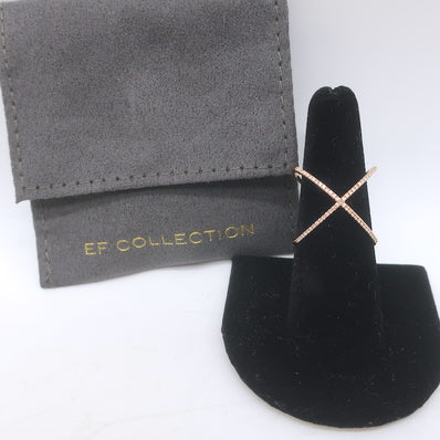 EF Collection Diamond X Ring 14k Rose Gold Size 7