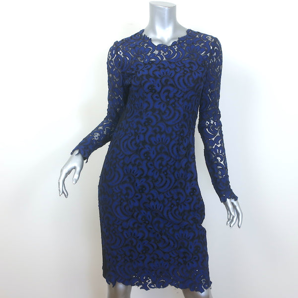 Elie Tahari Bellamy Long Sleeve Lace Dress Blue/Black Size 4 NEW –  Celebrity Owned