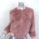 Elizabeth & James Ellington Rabbit Fur Bomber Jacket Pink Size Extra Small