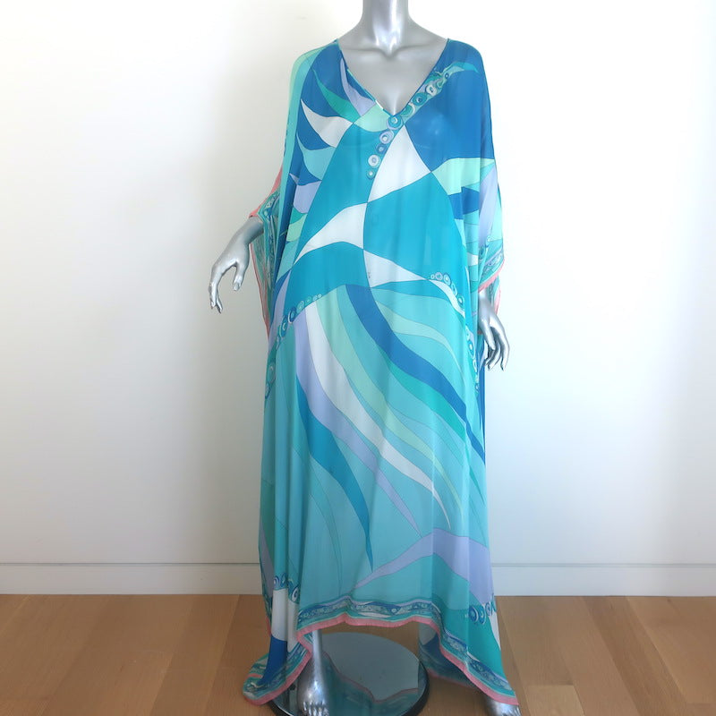 Emilio Pucci Cold-Shoulder Printed Silk Chiffon Kaftan