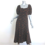 Erdem Mariona Leopard Print Puff Sleeve Midi Dress