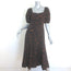 Erdem Mariona Leopard Print Puff Sleeve Midi Dress Brown/Black Silk Size US 4