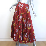 Erdem Nesrine Pleated Midi Skirt Rust Floral 