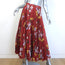 Erdem Nesrine Pleated Midi Skirt Rust Floral Print Satin Jacquard Size US 8 NEW