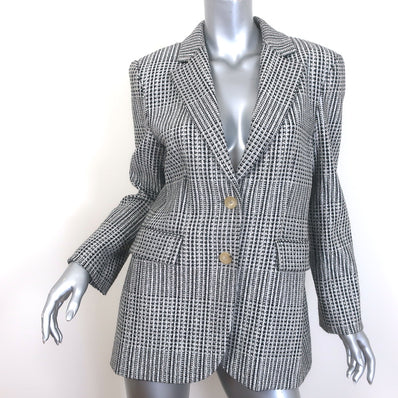 Ermanno Scervino Glitter Houndstooth Blazer Silver Size 44