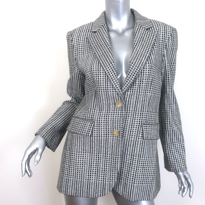 Ermanno Scervino Glitter Houndstooth Blazer Silver Size 44