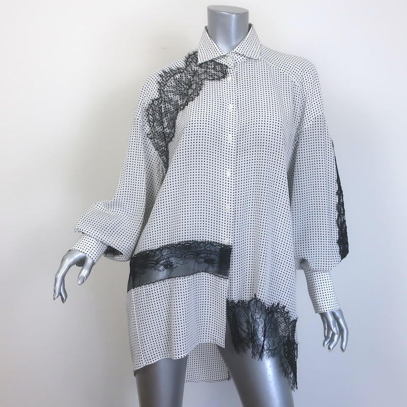 Ermanno Scervino Lace-Paneled Polka Dot Oversize Blouse 
