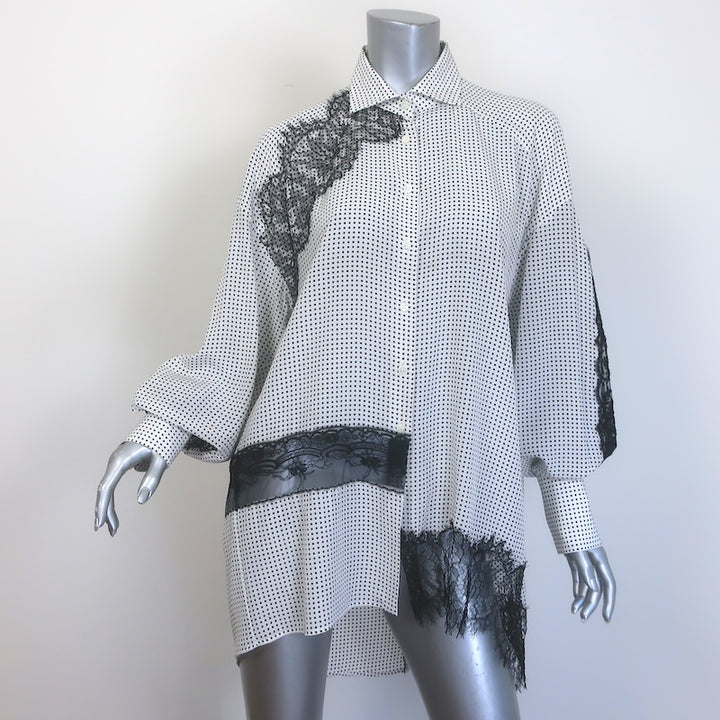 Ermanno Scervino Lace-Paneled Polka Dot Oversize Blouse 