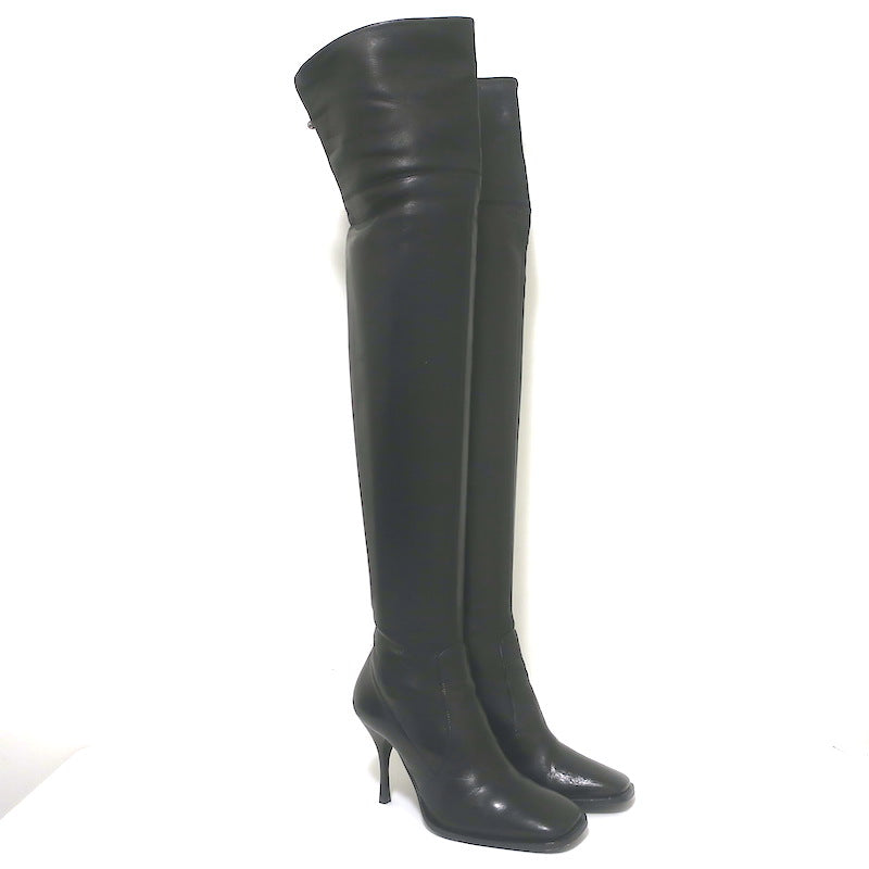 Ermanno Scervino Pierced Thigh High Boots Black 