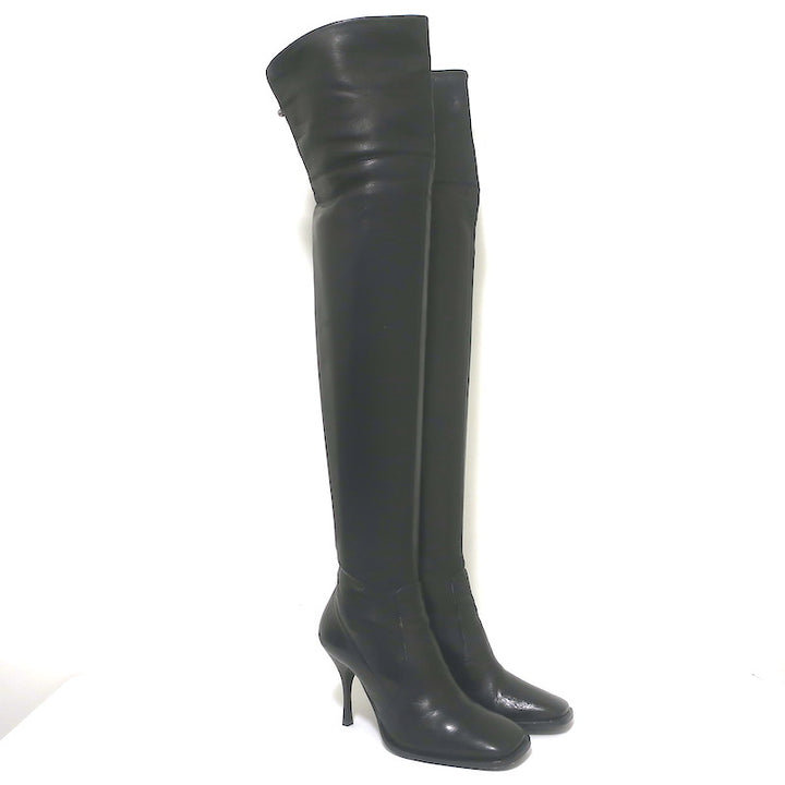 Ermanno Scervino Pierced Thigh High Boots Black 